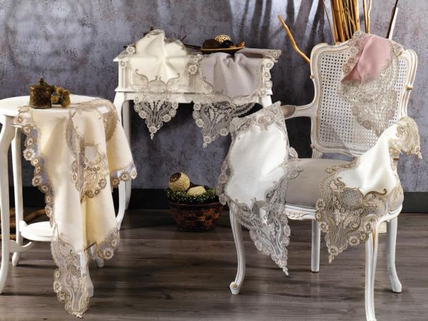 Dowery Minel 5-teiliges Wohnzimmer-Set Ecru - Silber