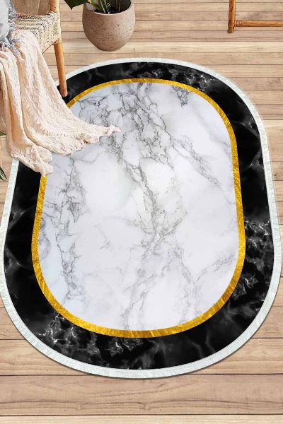 Birkilim Oval Yıkanabilir İpeksi Kaymaz Taban Dekoratif Halı | MLN-IP-O-HY-954