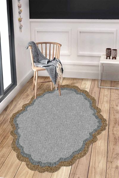 Birkilim Lazer Kesim Yıkanabilir İpeksi Kaymaz Taban Dekoratif Halı | MLN-IP-HT-1601