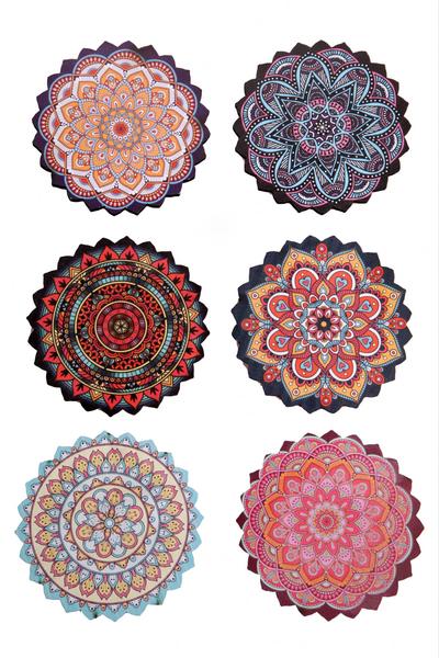 Sous-verres à motif de carreaux 6 pièces