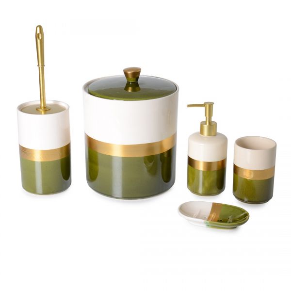 GREEN-GOLDEN GILDED 5L BATH SET | SILK-SRB601