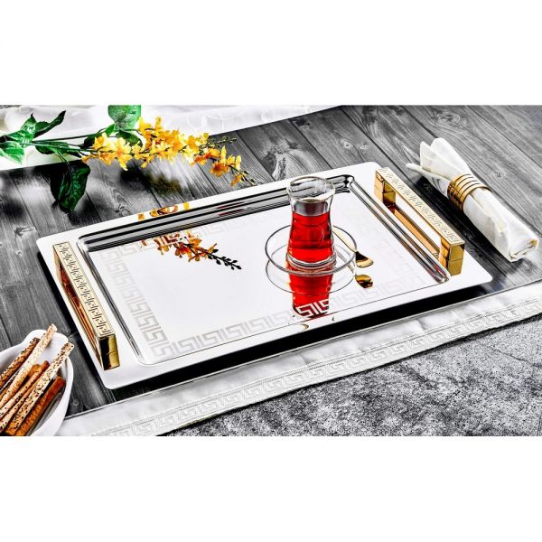 أوز لايف | صينية شاي منقوشة بالليزر Eylul Gold