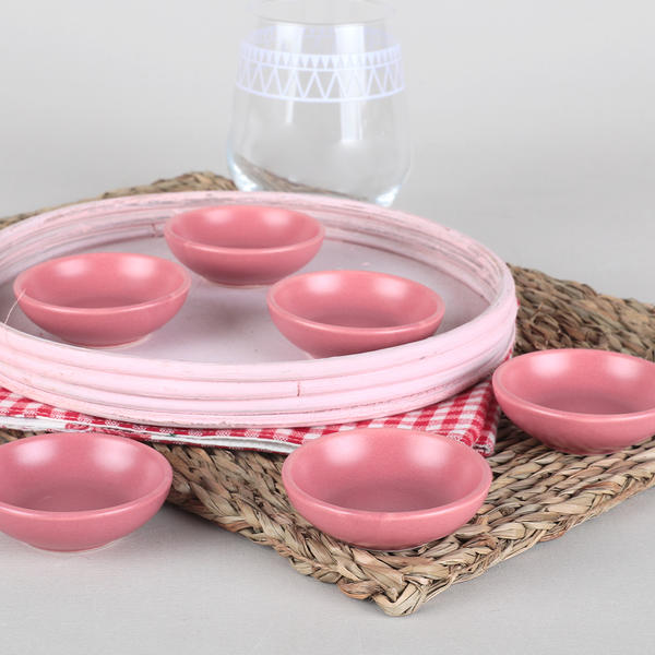 Matte Dried Rose Ring Snack / Sauce 7 Cm 6 Pieces | Keramika