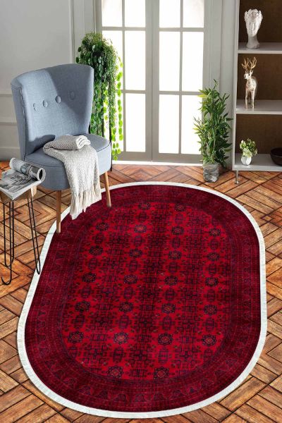 Birkilim Oval Yıkanabilir İpeksi Kaymaz Taban Dekoratif Halı | MLN-IP-O-HT-651