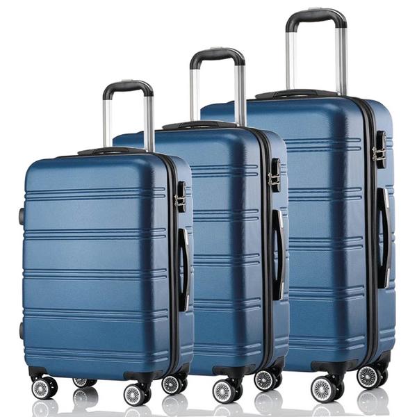 Hoffmans Streifenmuster 3-Koffer-Set | Mid Blau | 02020