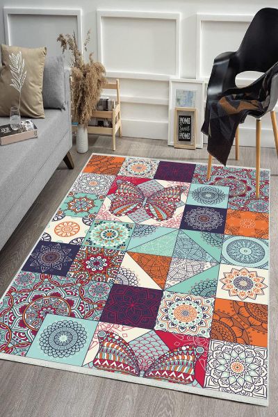 Birkilim Yıkanabilir Dekoratif Halı İpeksi Kaymaz Taban | MLN-IP-HS-368