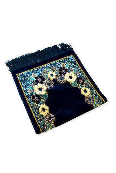 Çocuk Seccade - İsra - Kadife - 01 - Lacivert Renk