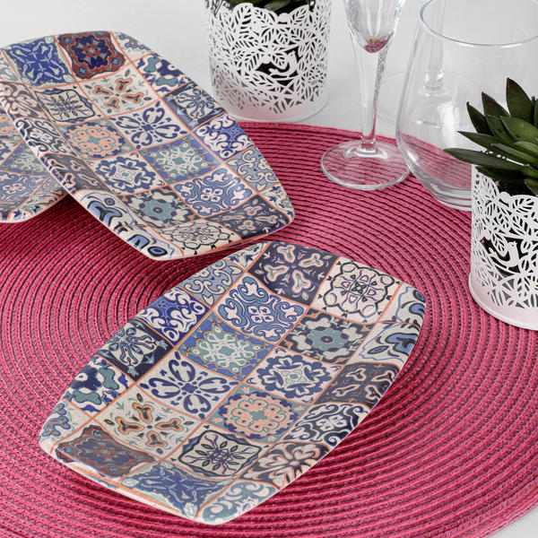 Keramika | 3'lü Etnik Kayık Tabak 19 Cm