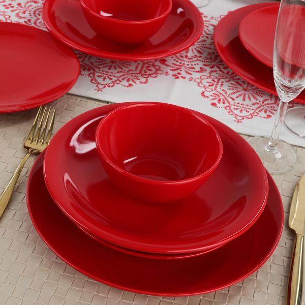 Aegean Red Geschirr 48-teilig für 12 Personen | Person Keramik