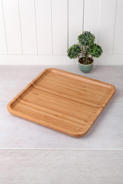 Queen's Kitchen | Lüx Bambu Kare Servis/Sunum Tabağı 25 Cm