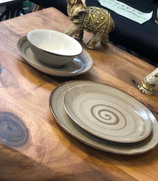 Asaf 24 Parça Porselen Bej Yemek Takımı