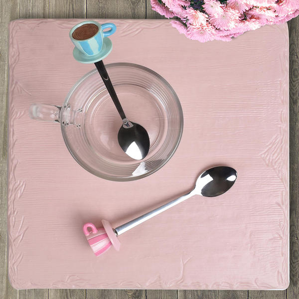 Cuillère à Latte Rose Bleu Figuré Marron 2 Pièces - MFK-0203 | K +