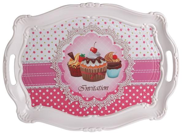 Dekonaz Servier Tablett mit Kuchenbilder 50x37cm