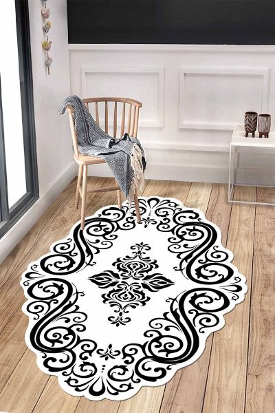 Birkilim Lazer Kesim Yıkanabilir İpeksi Kaymaz Taban Dekoratif Halı | MLN-IP-HT-889