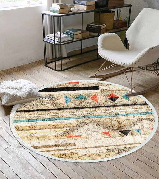 Birkilim Yuvarlak Yıkanabilir Dekoratif Halı İpeksi Kaymaz Taban | MLN-IP-YU-HY-1205
