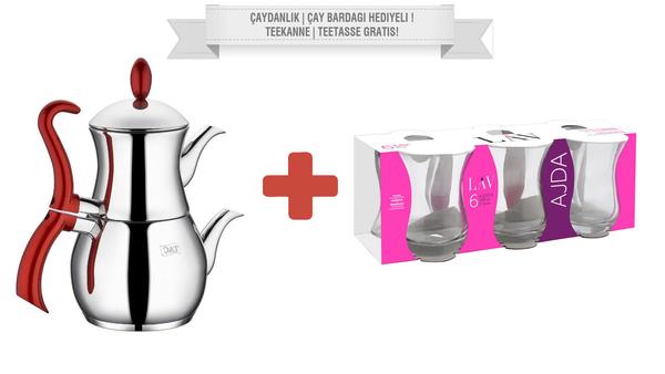 Taç İlkdem Büyük Boy Çaydanlık Takımı & Lav Ajda 6 Adet Çay Bardağı Hediyeli !