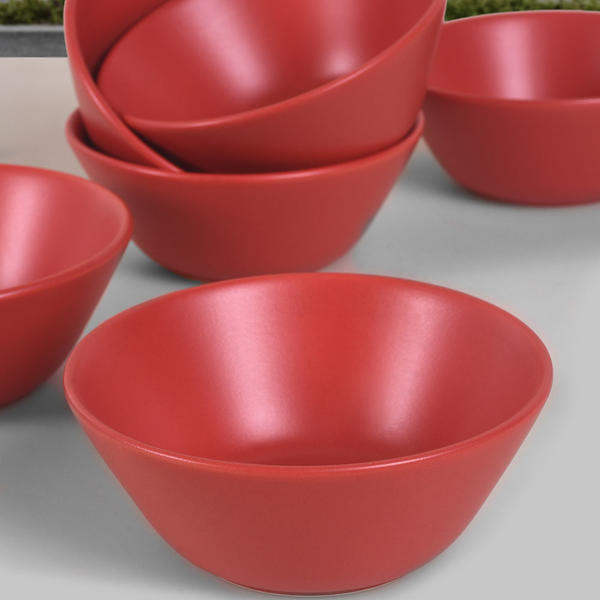 Mat Kırmızı Hitit Çorba Kasesi 14 Cm 6 Adet | Keramika