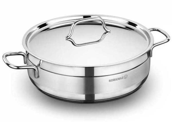 Korkmaz Alfa Casserole Kısa Çelik Tencere | 28 cm | İndüksiyonlu | A1027
