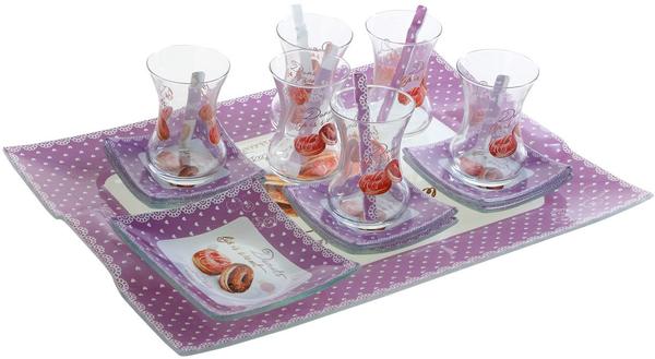 Glore Glasware 20 Parça Çay Bardağı Seti ve Tepsi 6 Kişilik | GL-11522