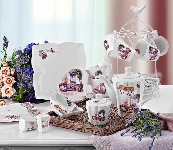 Neva 36 Parça Beatiful Life Köy Evi Desenli Porselen Kahvaltı Takımı | Beyaz | 6 Kişilik