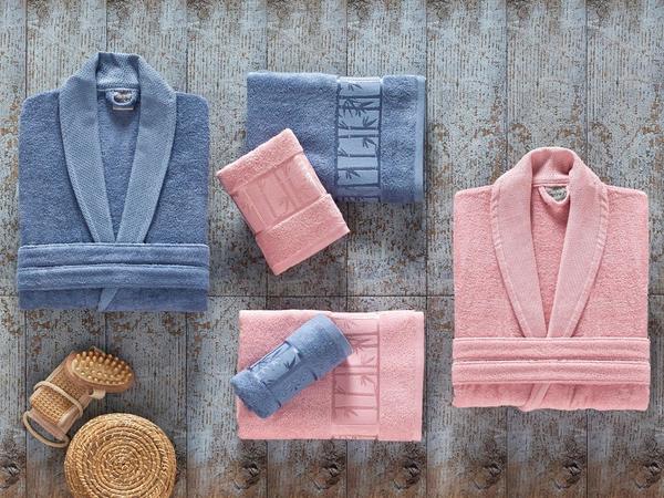Arliva Bamboo Family Bathrobe Set مسحوق أزرق