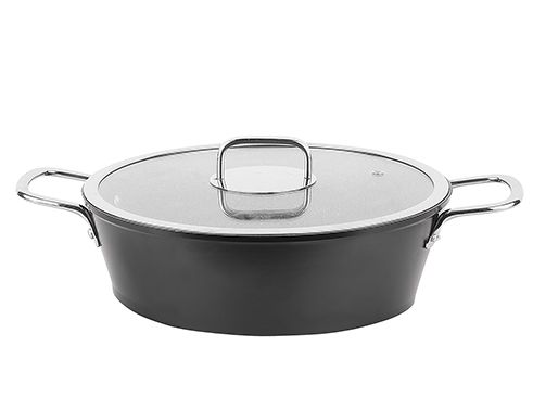 006-01-POTS PEU PROFONDS EN GRANIT ITALIEN NOIR 28CM