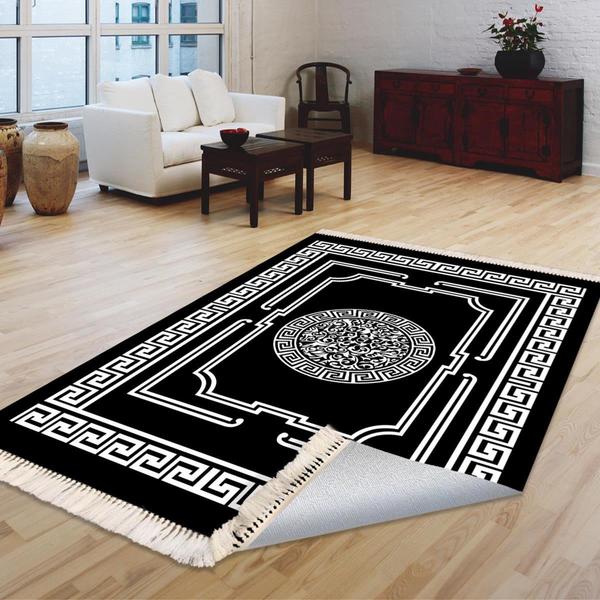 Milano Yıkanabilir Dekoratif Halı Kaymaz Taban | 8mm | Siyah | MLN-HK023-1