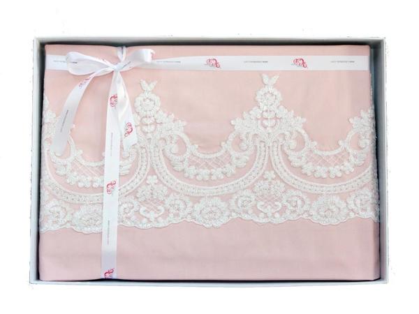 Fransız Güpürlü Mihrimah Nevresim Takımı Pudra