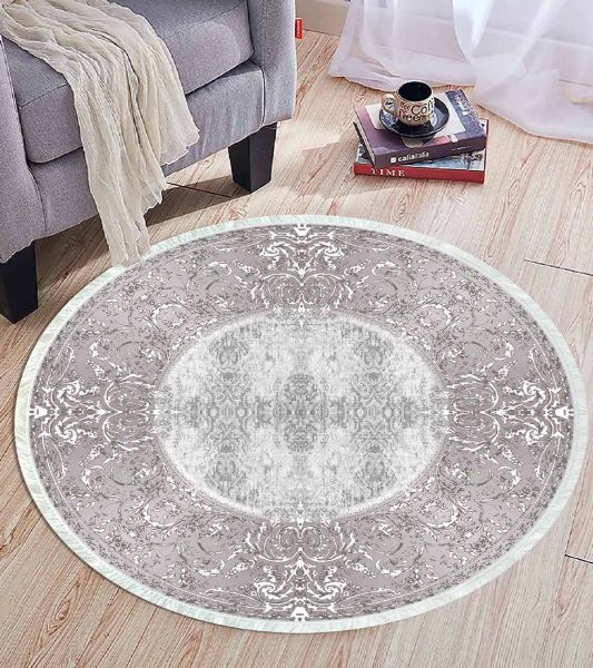 Birkilim Yuvarlak Yıkanabilir Dekoratif Halı İpeksi Kaymaz Taban | MLN-IP-YU-HT-350