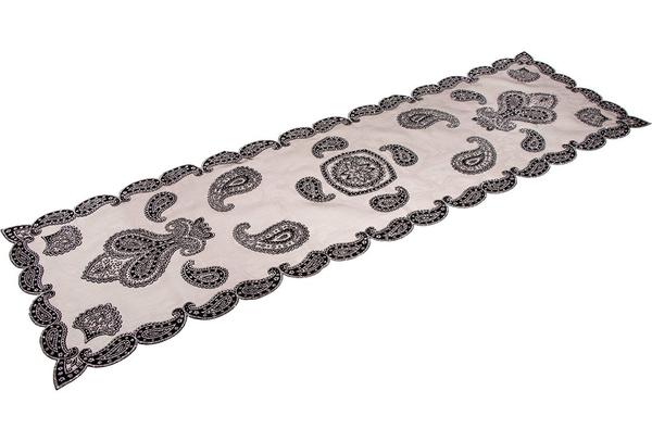 Almina Danteel Home Masa Örtüsü 42x138 cm | Siyah Gümüş | AL-TL-24