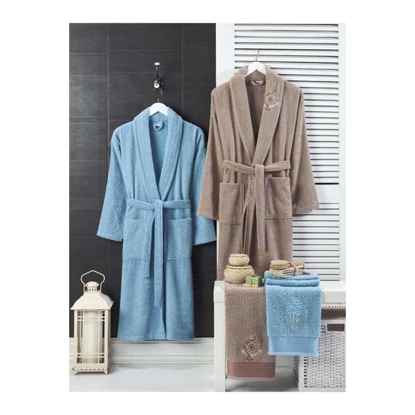 Ensemble de peignoir familial Forev 100% coton Aqua-Coffee SM
