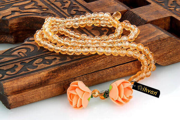 مظهر كريستال 99 قطعة مسبحة حج العمرة - 10 قطع - أصفر