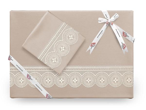 Birella Plain Französisch geschnürten Bettbezug Set Cappucino