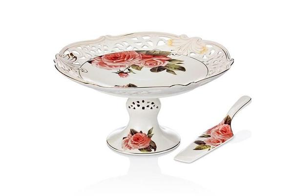 Neva Dantel Kylie 2 Parçalı Porselen Pasta Kek Servis Tabağı Seti | N549