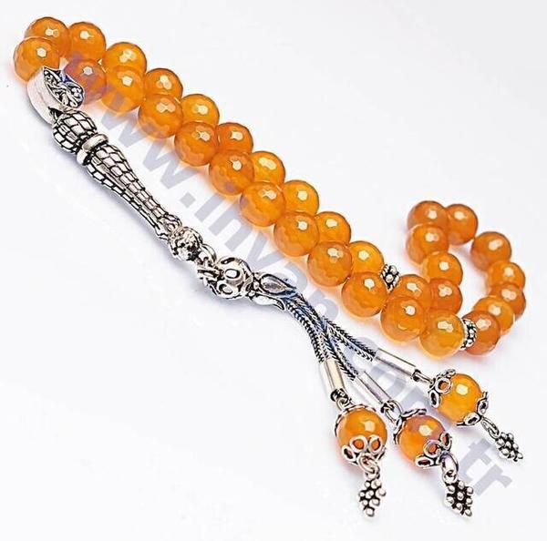 Akik Taşı Tesbih (925 AYAR GÜMÜŞLÜ Fasetli)