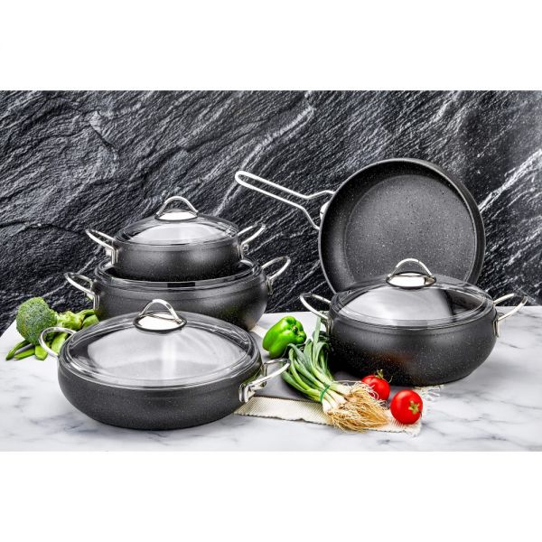 Azra 9 Piece Gray Granite Set