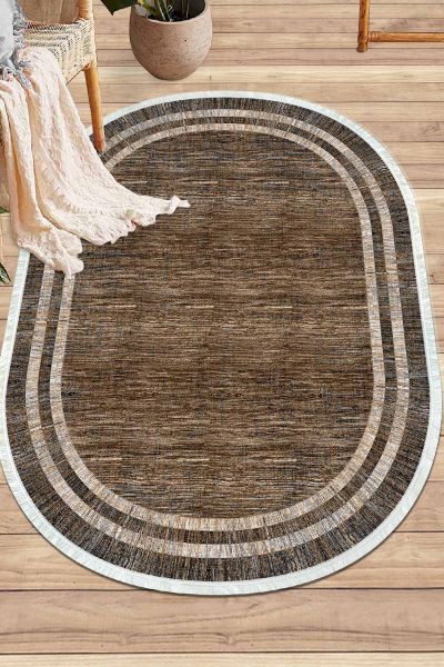 Birkilim Oval Yıkanabilir İpeksi Kaymaz Taban Dekoratif Halı | MLN-IP-O-HY-1308