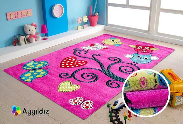 Ayyıldız Kids Çocuk Halısı 100% PP Frise 11mm 2500 gr | Lila | 420Lila