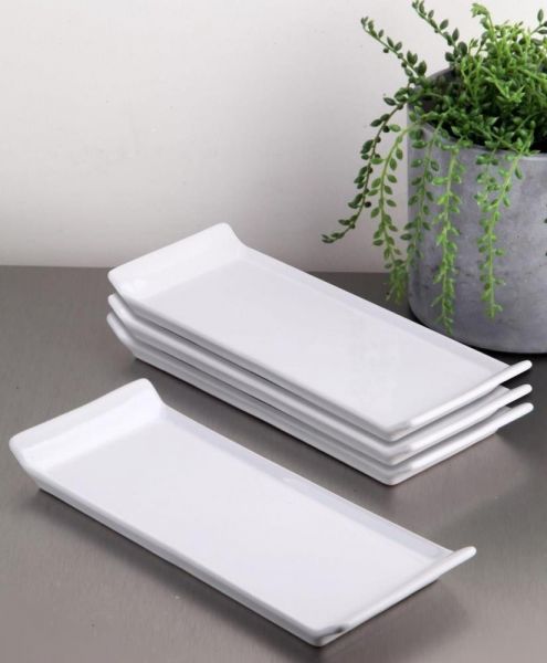 Toraman 4-teiliger rechteckiger Servierteller Weiß