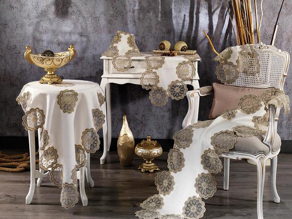 Perla Wohnzimmer Set 5 Stück Ecru Gold