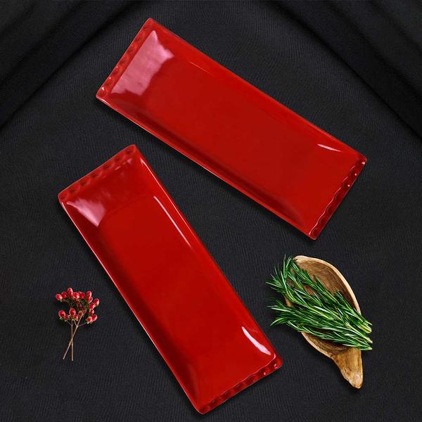 Kırmızı Selen Kayık Tabak 33 Cm 2 Adet | Keramika