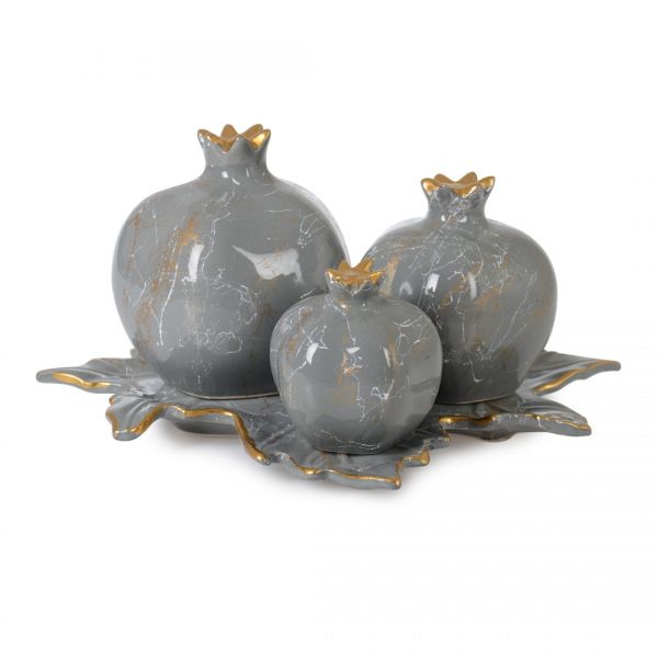 3 LU TABAKLI NAR ANTRASIT MERMER DOKULU |IPEK-SRB494