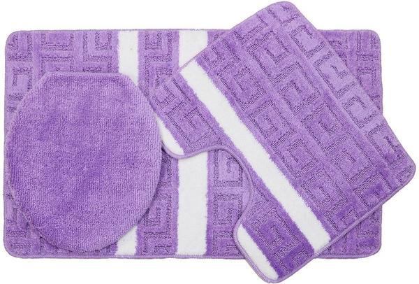 Duygu Labirent Desenli 3 Parça Banyo Paspas Seti | Mor | Ban-0017