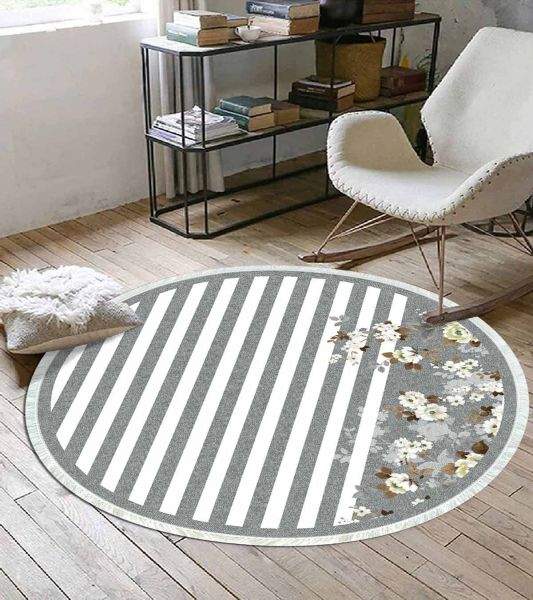 Birkilim Yuvarlak Yıkanabilir Dekoratif Halı İpeksi Kaymaz Taban | MLN-IP-YU-HT-200