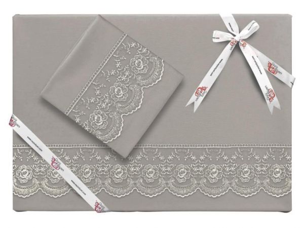 French Lace Kure Einzelbettbezug-Set 4-tlg. Grau
