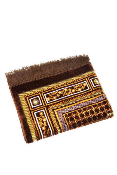 Lüks Kadife Şipinger Seccade - Kahverengi Renk