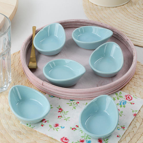 Mini Gondola Light Turquoise Snack / Sauce 8 cm 6 Stück | Keramika