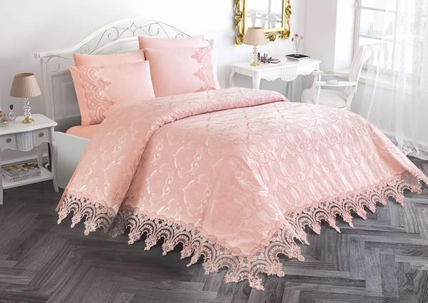 Belenay Dantelli Çift Kişilik Pike Takımı - Kayra Pudra