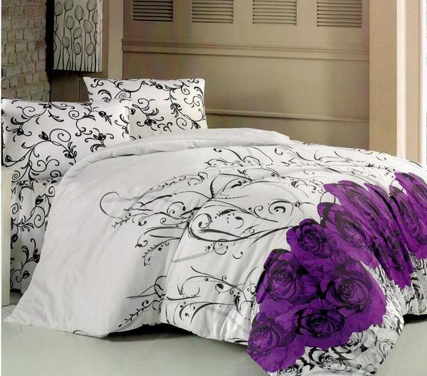 Hoffmanns Cotton Çift Kişilik Nevresim Takımı 4 Prç Mor Gül Tasarımı