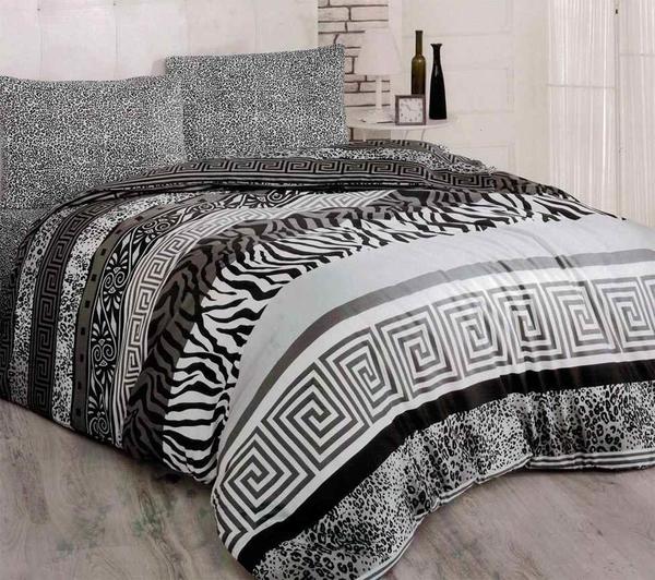 Hoffmanns Cotton Çift Kişilik Nevresim Takımı 4 Prç Zebra Gri Tasarımı